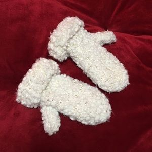 Anthropologie White Winter Mittens